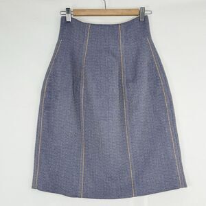 Marni Made in Italy Blue A-Line Skirt Size 36, USA 0 Contrast Stitch Zip Back